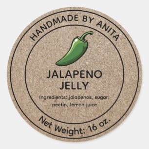 Adesivo Redondo Jalapeno Jelly Canning Jar Label Kraft Estilo de P