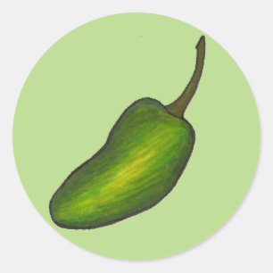 Adesivo Redondo Jalapeno Pepper Spicy Hot Green Jalapenos Veggie