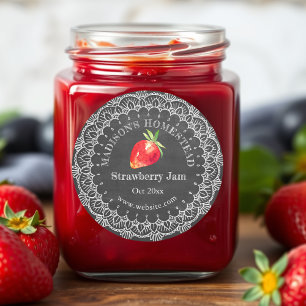 Adesivo Redondo Jam de Morango País Russo