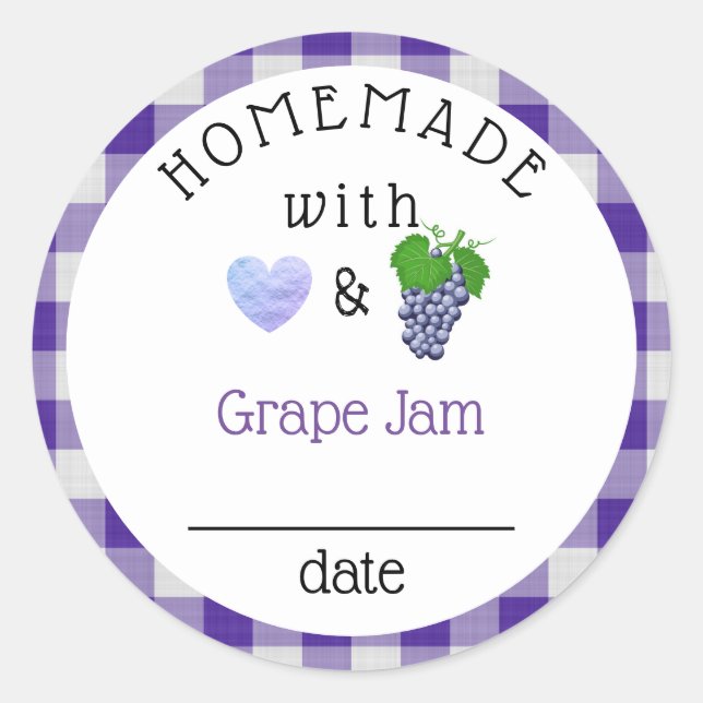 Adesivo Redondo Jam Jelly Gingham de Grape Homemade (Frente)