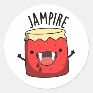 Adesivo Redondo Jam Pire Funny Vampire Jam Pun