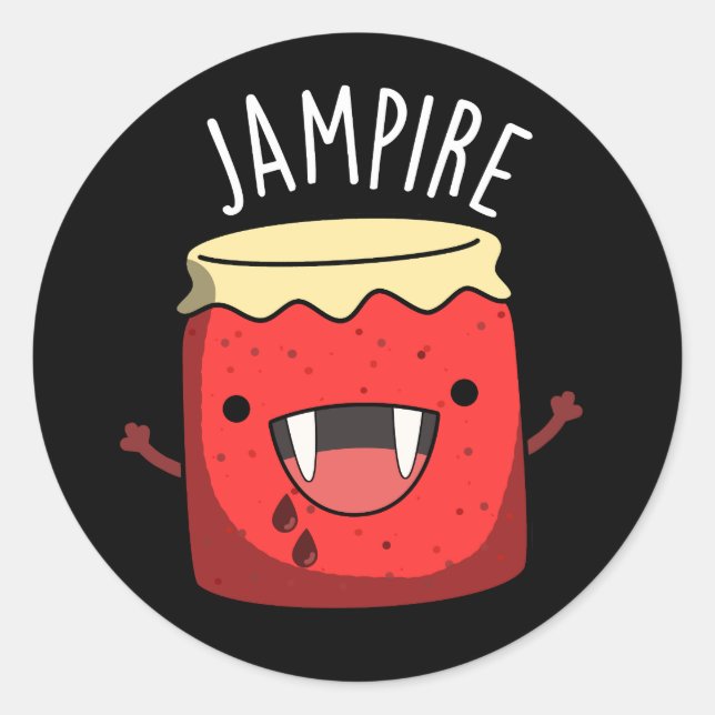 Adesivo Redondo Jam-pire Funny Vampire Jam Pun Dark BG (Frente)