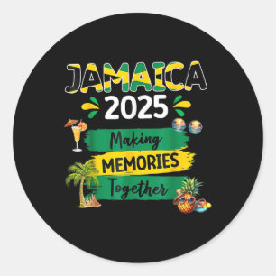 Adesivo Redondo Jamaica 2025 Férias Viagem Correspondendo à Famíli