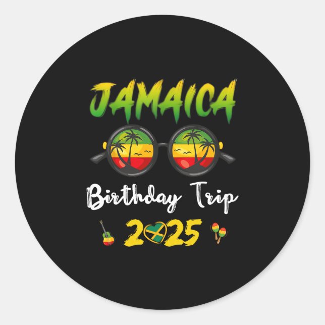 Adesivo Redondo Jamaica Birthday Trip 2025 Funny Family Vacation U (Frente)