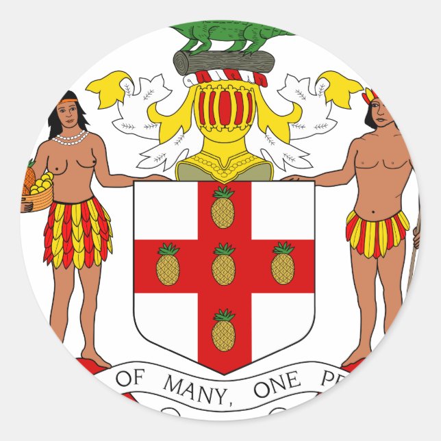 Adesivo Redondo Jamaica Casaco De Armas (Frente)