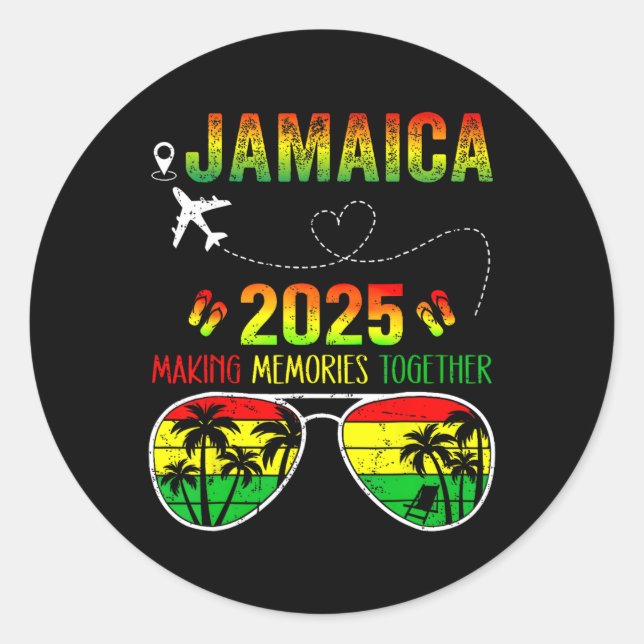 Adesivo Redondo Jamaica Family Reunion 2025 Memories Vacati (Reuni (Frente)