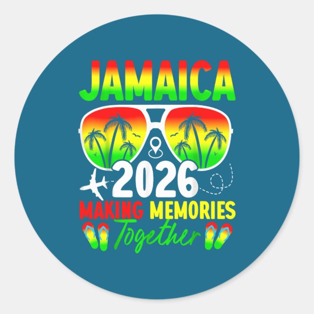 Adesivo Redondo Jamaica Family Reunion 2026 Making Memories Vacati (Frente)