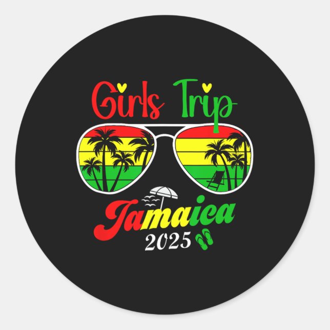 Adesivo Redondo Jamaica Family Reunion Girls Trip 2025 Vacation Su (Frente)