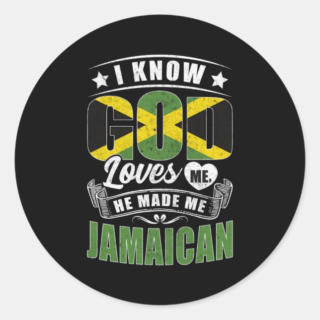 Adesivo Redondo Jamaica Flag God Love Me Jamaican (Frente)