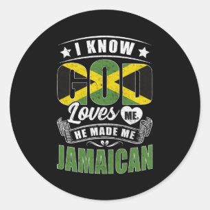 Adesivo Redondo Jamaica Flag God Love Me Jamaican