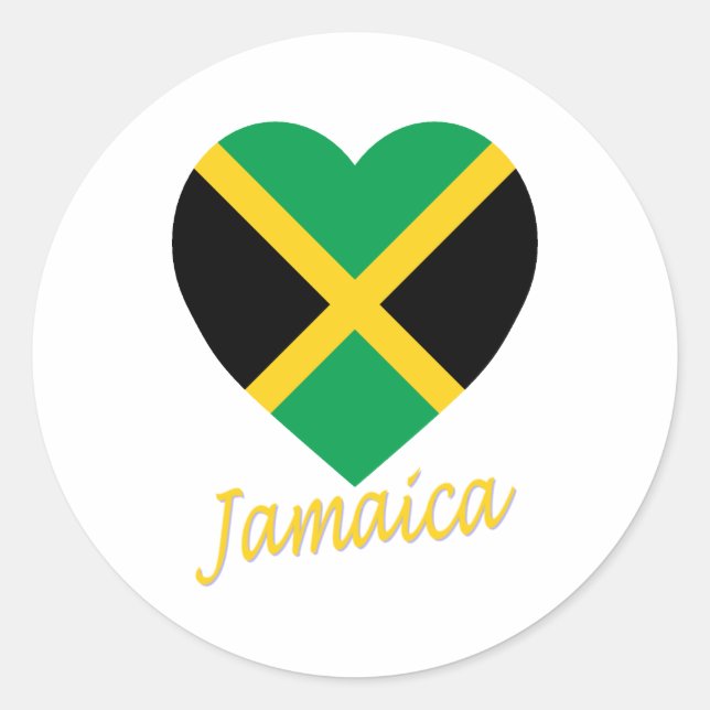 Adesivo Redondo Jamaica Flag Heart (Frente)