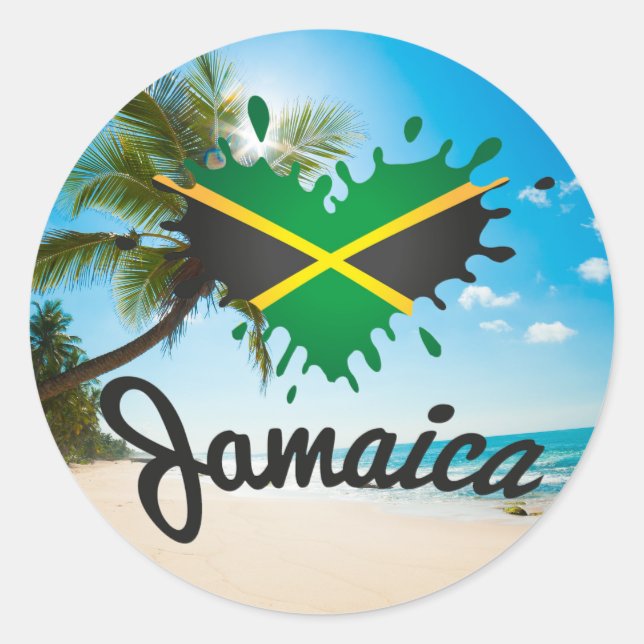 Adesivo Redondo Jamaica Flag Islândia - Proud Jamaicans bordador - (Frente)