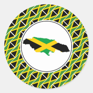 Adesivo Redondo JAMAICA FLAG Jamaican Map Na moda Patriótico