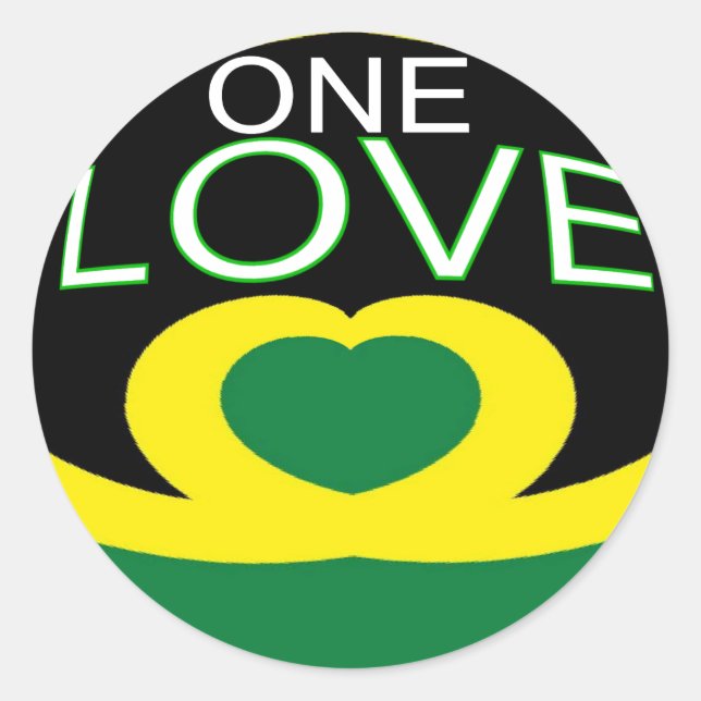 Adesivo Redondo Jamaica Hearflag one love Heardesign (Frente)