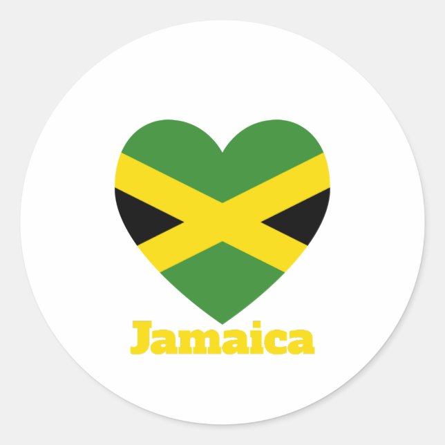 Adesivo Redondo Jamaica Heart Flag (Frente)