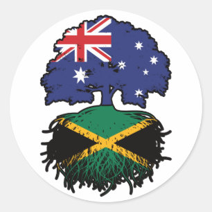 Adesivo Redondo Jamaica Jamaican australiano - Raízes de Árvore da