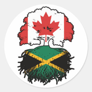 Adesivo Redondo Jamaica Jamaican Canada Tree Roots Flag