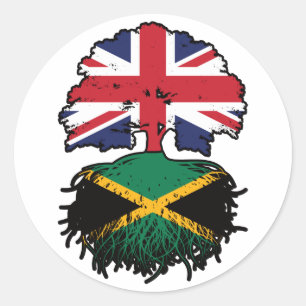 Adesivo Redondo Jamaica Jamaican UK Tree Roots Flag