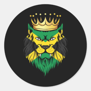 Adesivo Redondo Jamaica Lion King Flag