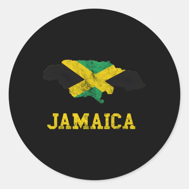 Adesivo Redondo Jamaica Map Jamaican Flag Caribe Trip Jamaica R (Frente)