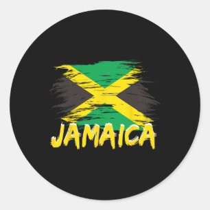 Adesivo Redondo Jamaica Retrô Vintage Aquarelas Esporte Bandeira J