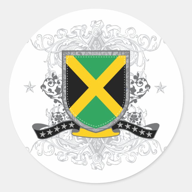 Adesivo Redondo Jamaica Shield 2 Sticker (Frente)