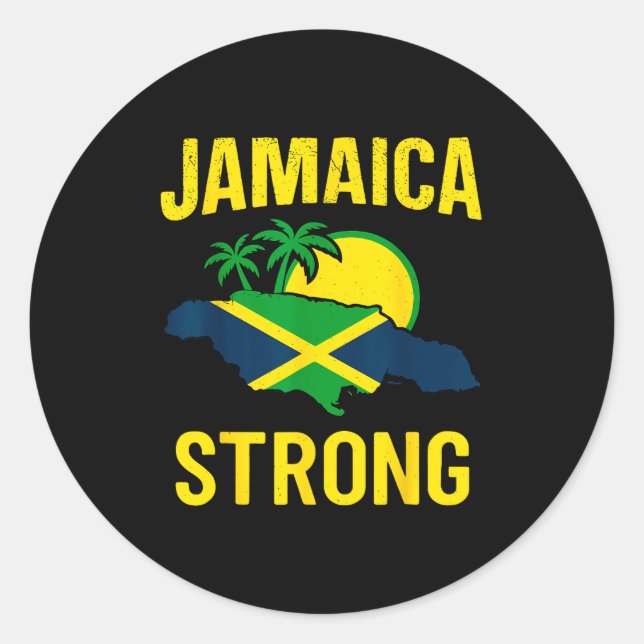 Adesivo Redondo Jamaica Strong I Love Jamaican Flag Heart Women Me (Frente)