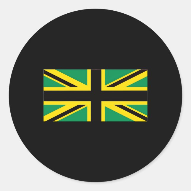 Adesivo Redondo Jamaica Union Jack British Flag Jamaican (Frente)