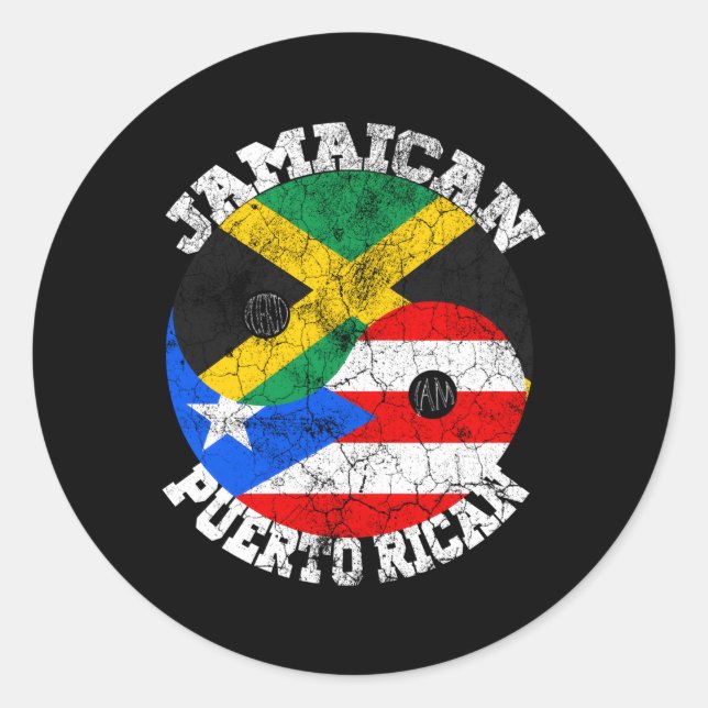 Adesivo Redondo Jamaican Puerto Rican Flag Jamaican Puerto Jamaica (Frente)