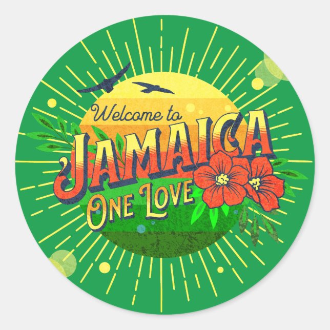 Adesivo Redondo Jamaican Tourist Welcome Sticker (Frente)