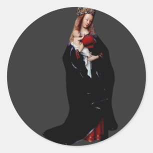 Adesivo Redondo Jan van Eyck - A Virgem na Igreja Arte Fina