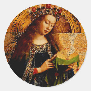 Adesivo Redondo Jan van Eyck - Coleção de Belas Artes da Virgem Ma
