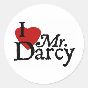 Adesivo Redondo Jane Austen EU AMO o Sr. Darcy