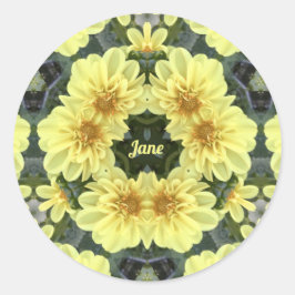 ADESIVO REDONDO JANE ~ PÁSCOA DAHLIAS AMARELO RELIGIOSO ~