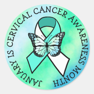 Adesivo Redondo Janeiro é Mês de Consciência do Cancer Central