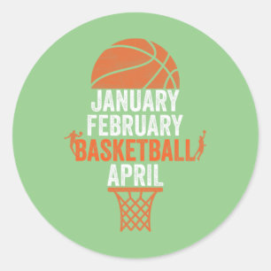 Adesivo Redondo Janeiro Fevereiro De Basquetebol April College Mar