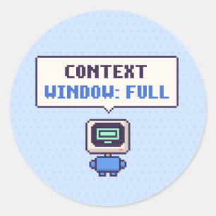 Adesivo Redondo Janela de Contexto: Sticker de Pixel de IA Diverti