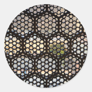 Adesivo Redondo Janela de Treliça Geométrica, Índia