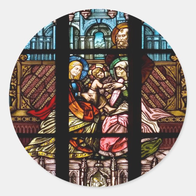 Adesivo Redondo Janela de vidro retida (Frente)