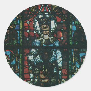 Adesivo Redondo Janela de vitral de igreja religiosa vintage