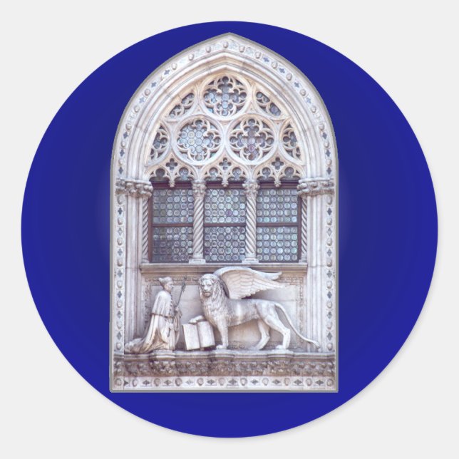 Adesivo Redondo Janela do Leão Winged San Marco (Frente)