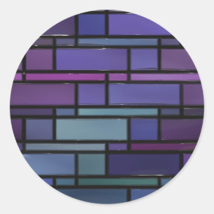 Adesivo Redondo Janela roxa, azul, e da cerceta de vitral