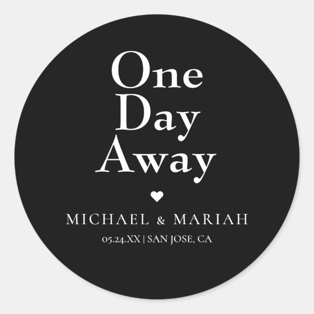 Adesivo Redondo Jantar de Ensaios Simples e Elegante a Um Dia de D (Frente)