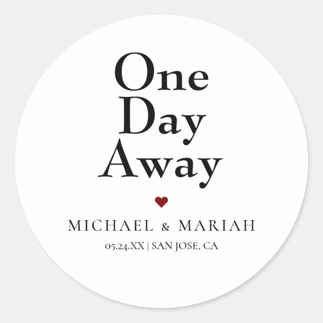 Adesivo Redondo Jantar de Ensaios Simples Elegante Um Dia Antes (Frente)