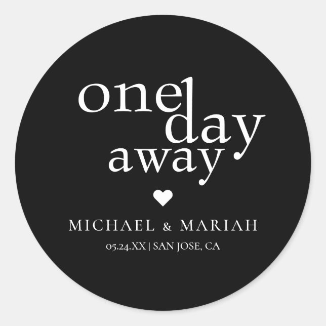 Adesivo Redondo Jantar de Rehearsal Simples e Elegante a Um Dia (Frente)