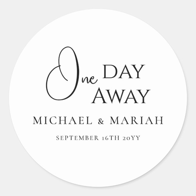 Adesivo Redondo Jantar de Rehearsal Simples Elegante a Um Dia de D (Frente)