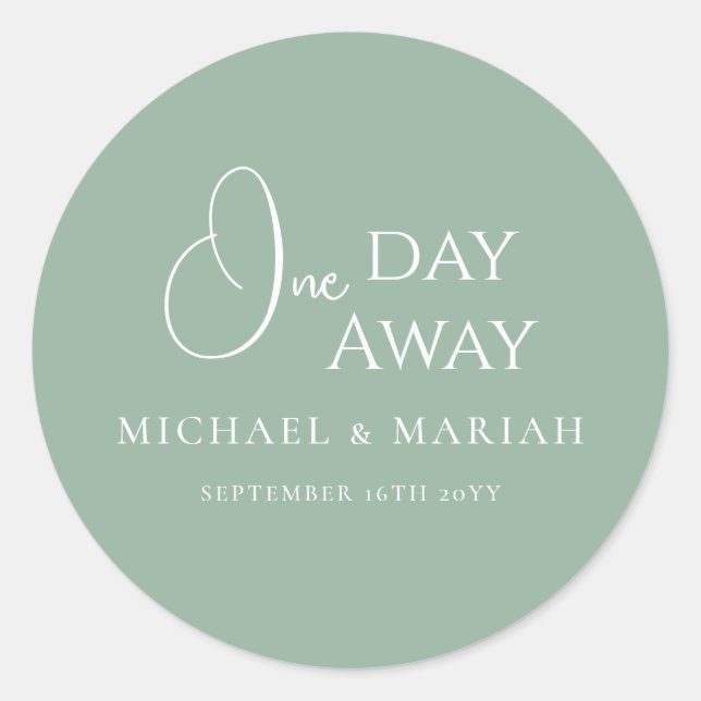 Adesivo Redondo Jantar de Rehearsal Simples Elegante Um Dia à Dist (Frente)