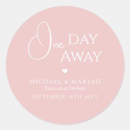 Adesivo Redondo Jantar de Rehearsal Simples Elegante Um Dia à Dist