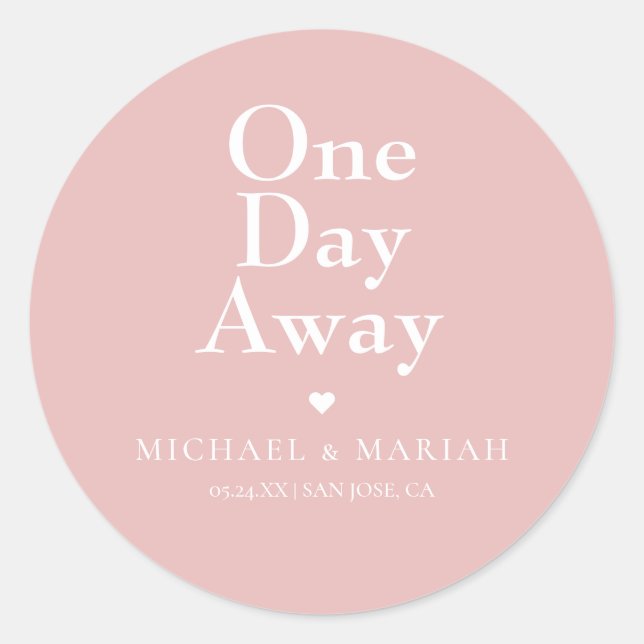 Adesivo Redondo Jantar de Rehearsal Simples Elegante Um Dia à Dist (Frente)