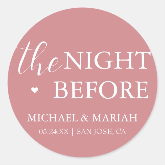 Adesivo Redondo Jantar Simples e Elegante na Noite Antes do Ensaio (Frente)